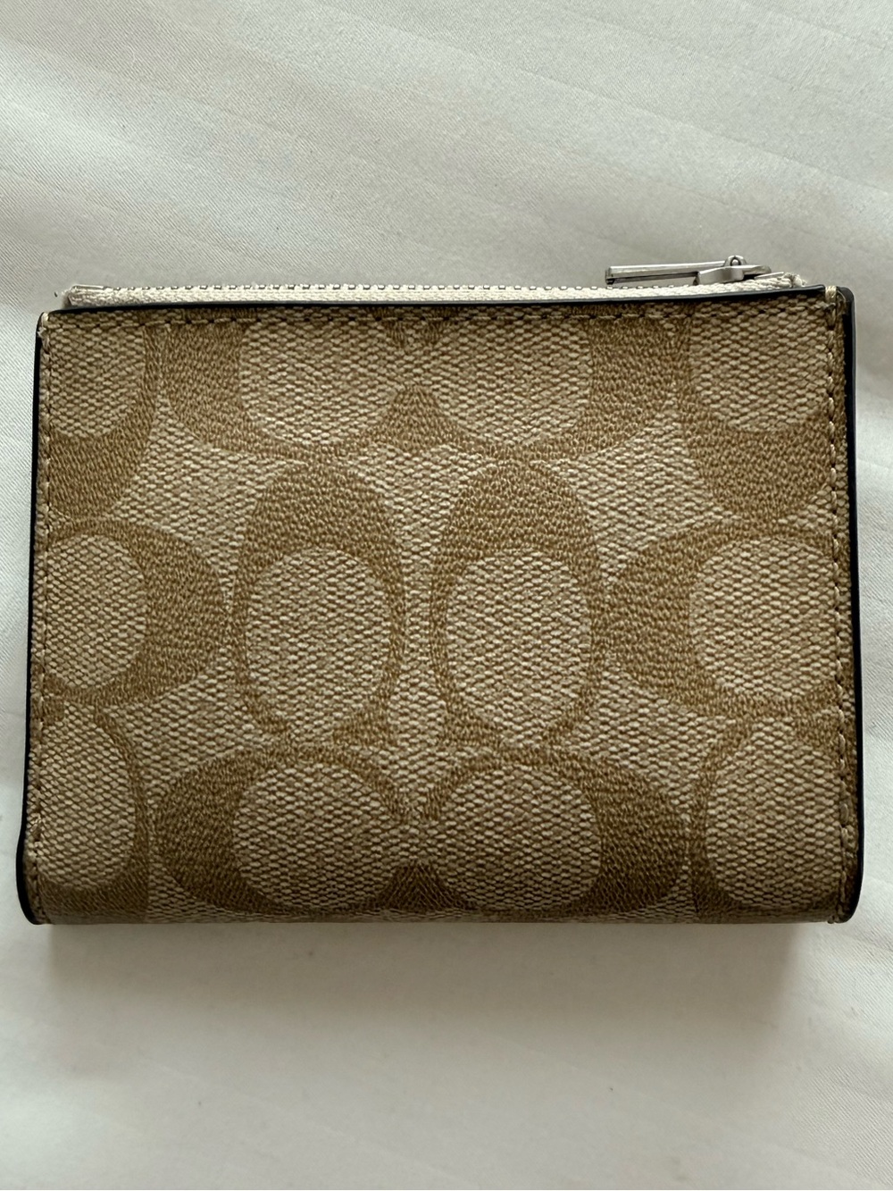 Coach Small Signature Canvas Wallet in Khaki and Tan - Picture 2 of 6